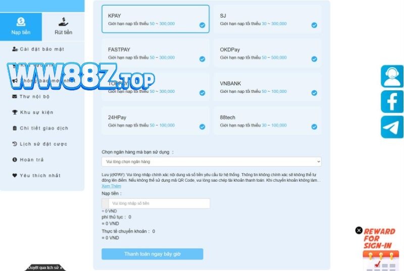 Nạp qua ngân hàng khá dễ thực hiện cho hội viên WW88