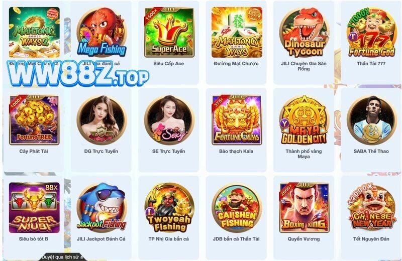 Kho tàng game của WW88 vô cùng đa dạng phong phú