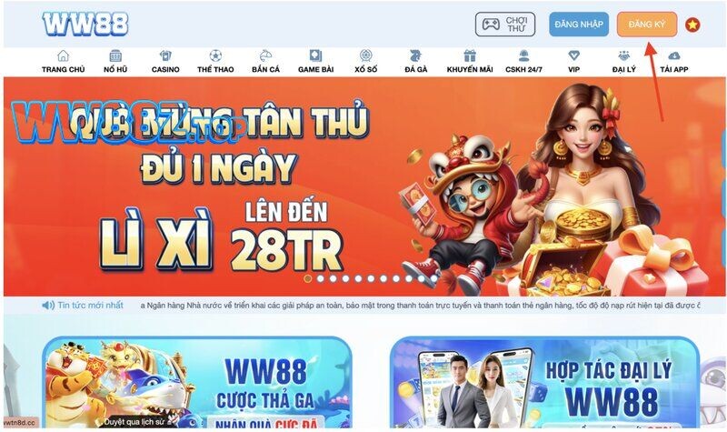 Bấm chọn Đăng ký